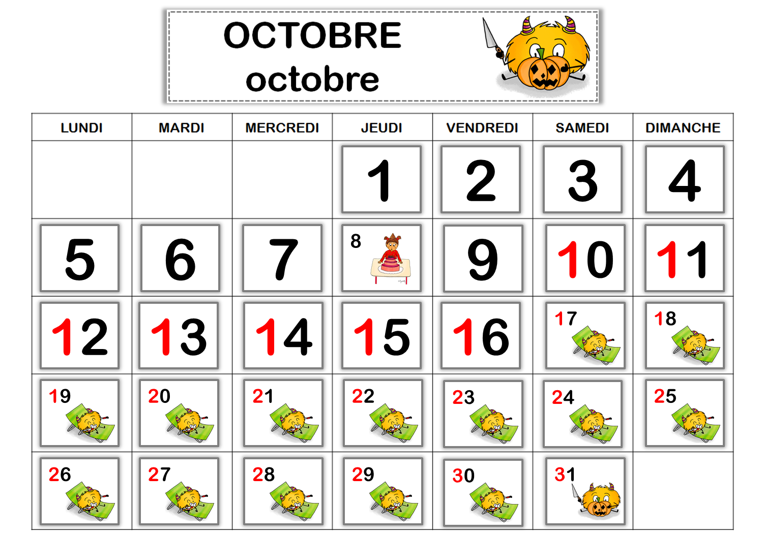 Affichages Cycle 1 – Calendrier perpétuel – Le blog de Mysticlolly