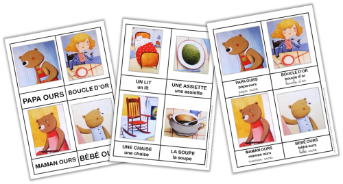 cartes vocabulaire boucle d'or et les trois ours