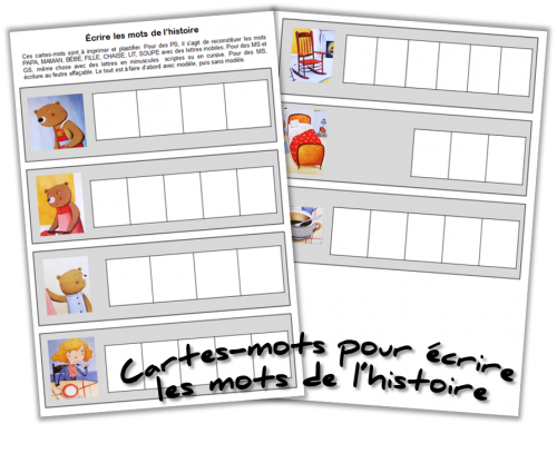 cartes écriture mots