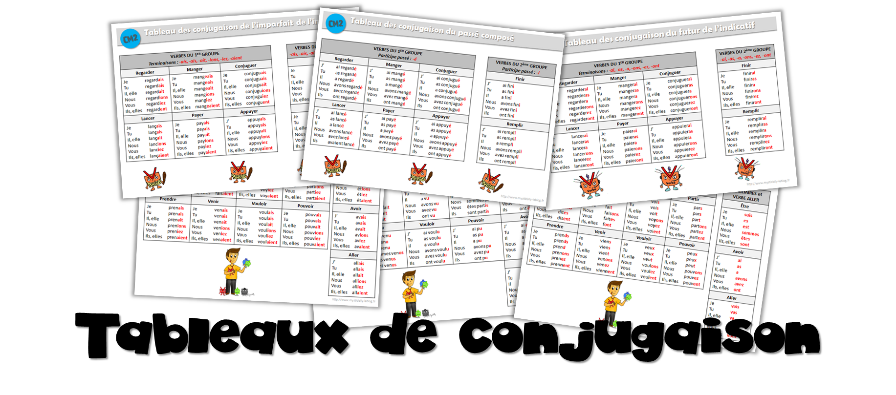 Français – Tableaux de conjugaison Cycle 3 – Le blog de Mysticlolly