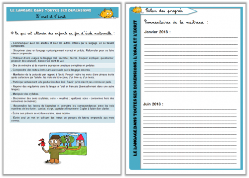 Carnet de suivi maternelle - attendus et bilans