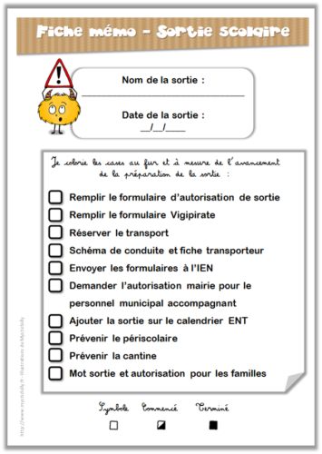 Direction d'école - mémo sortie scolaire