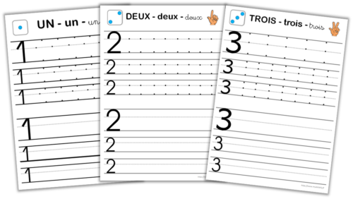 Ecriture des chiffres de 1 à 10 - fiches d'entrainement