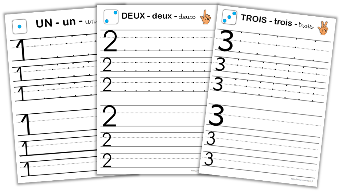 Écriture des chiffres de 1 à 10 – Fiches d'entrainement – Le blog de